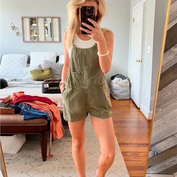 Free People In My Mind Washed Shortalls - Picture 8 of 8